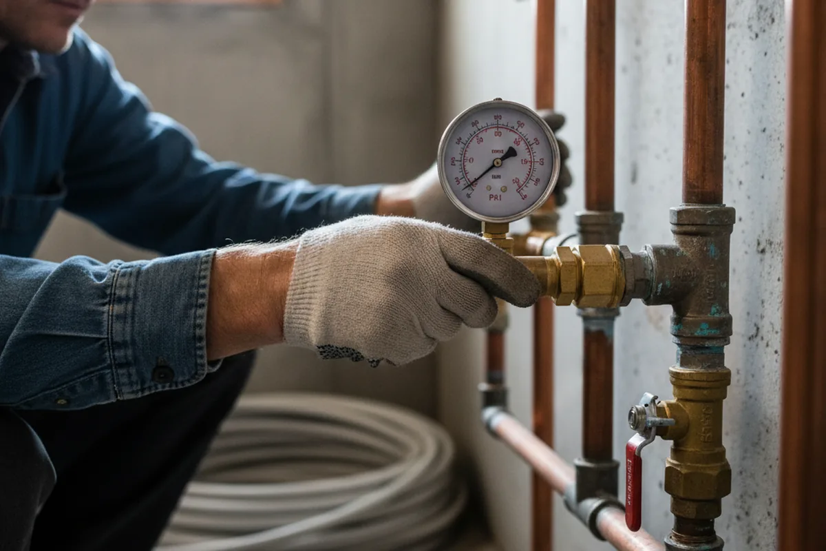 Pressure testing a repaired line during Water Line Repair in Peterboro
